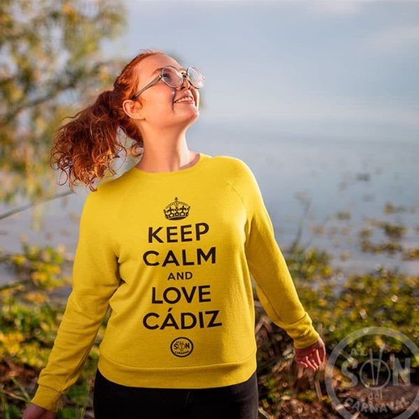 Sudadera Keep Calm and love cadiz amarilla sin capucha