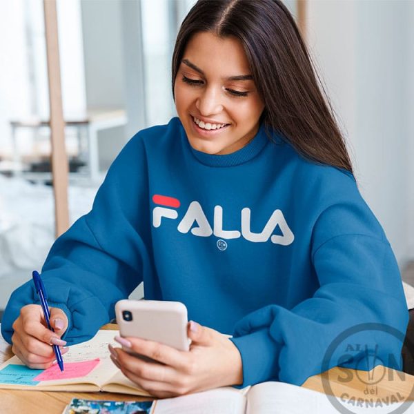 Sudadera marca falla azul sin capucha