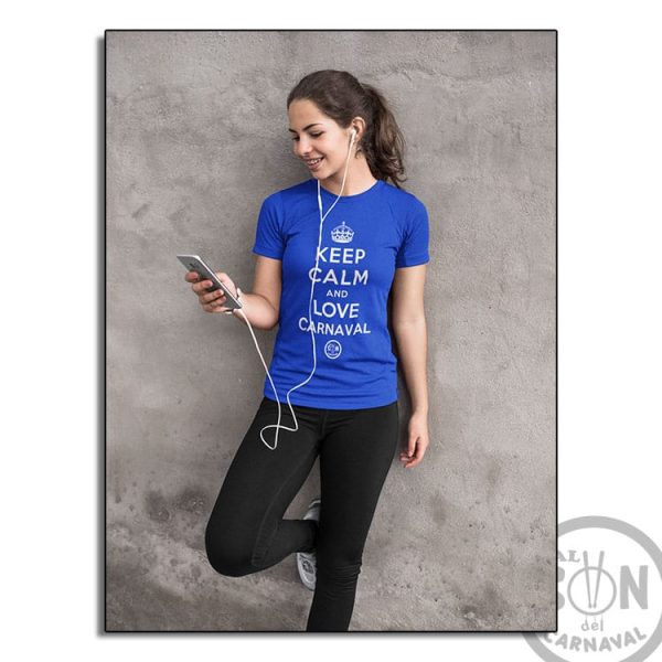 camiseta keep calm and love carnaval azul