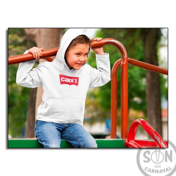 sudadera para niño cadiz blanca con gorro