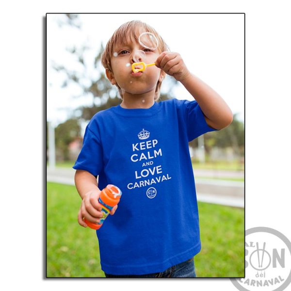 camiseta para niño keep calm and love carnaval - azul