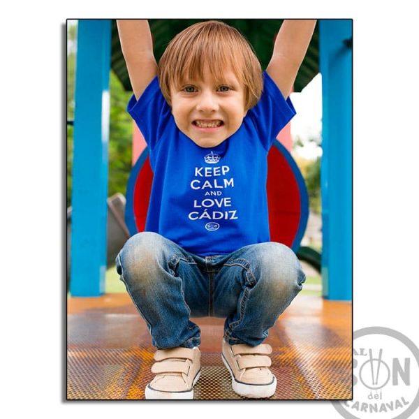 camiseta para niño keep clam and love cadiz - azul