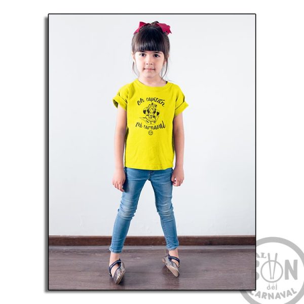 camiseta para niño oh captan mi carnaval - frase arriba y abajo - amarilla