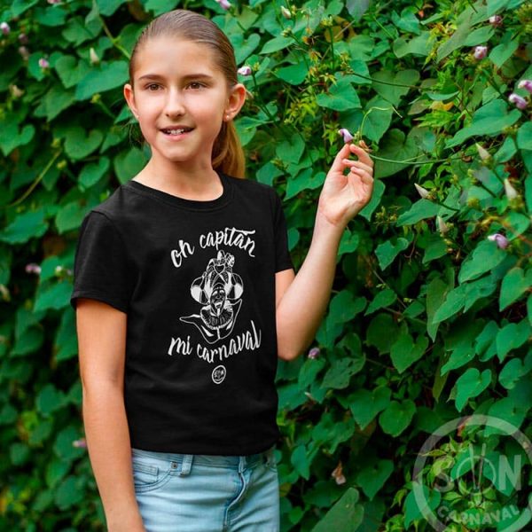 camiseta para niño oh captan mi carnaval - frase arriba y abajo - negra