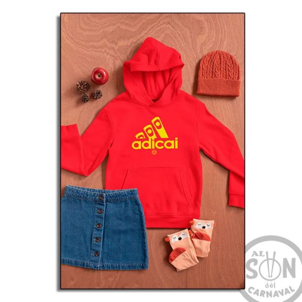 sudadera para niño adicai roja con gorro