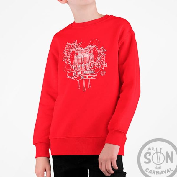 sudadera para niño corazon yo me enamoré de ti roja sin gorro