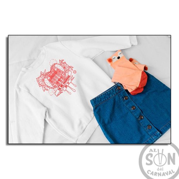 sudadera para niño corazon yo me enamoré de ti rojo - blanca sin gorro