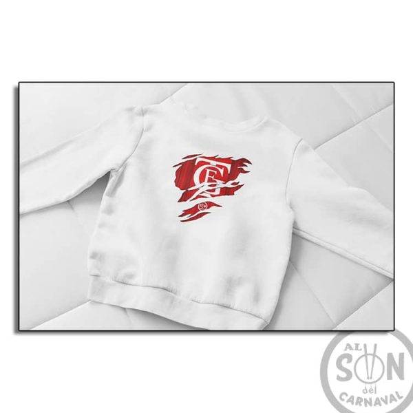 sudadera para niño logo del falla arañado blanca sin gorro