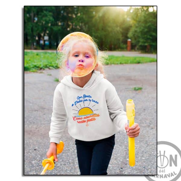 sudadera para niño que bonita es cadiz por la tarde con gorro blanca