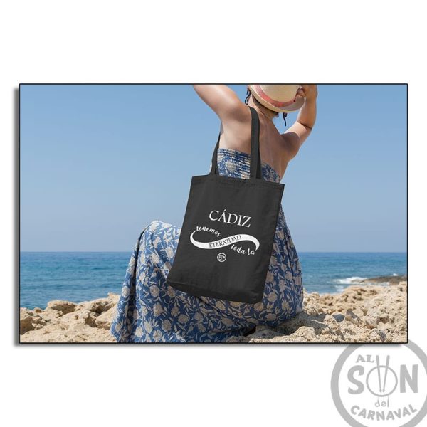 Bolso tote bag Cádiz tenemos toda la eternidad negro