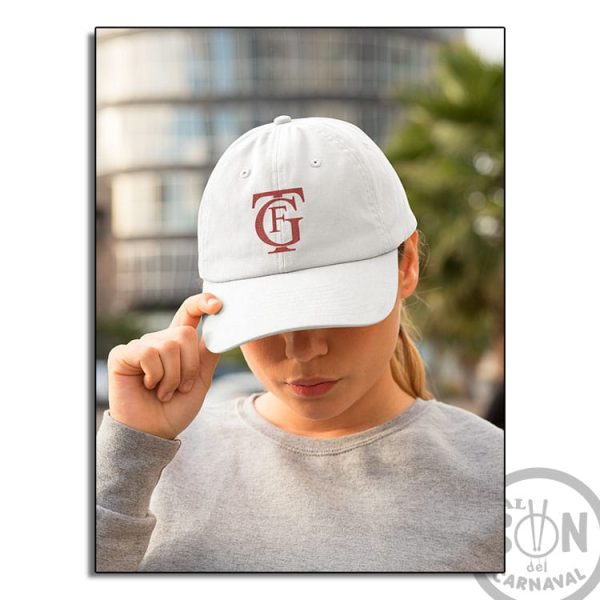 gorra logo gran teatro falla gtf burdeos - blanca