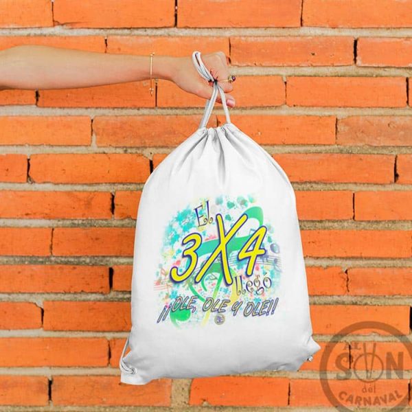 mochila de saco el 3x4 llegó ole, ole y ole blanca