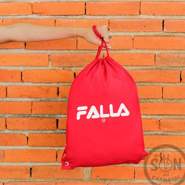 mochila de saco marca Falla roja