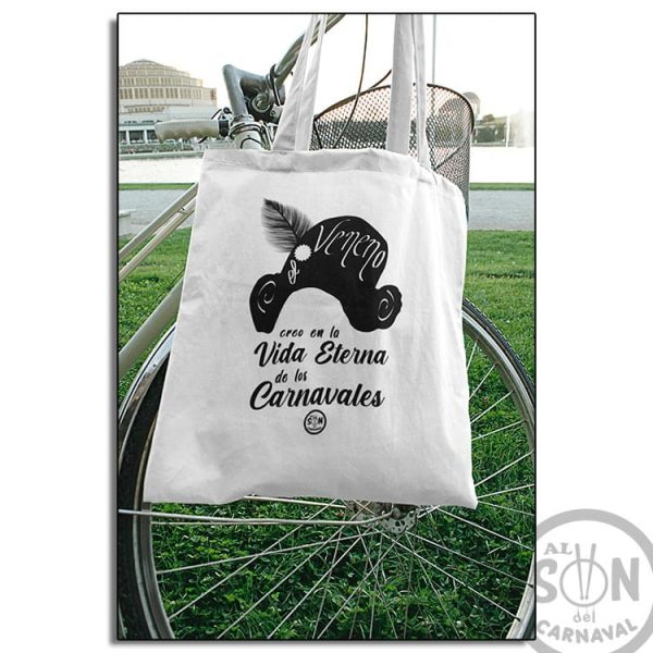 tote bag capitan veneno - creo en la vida eterna de los carnavales blanco