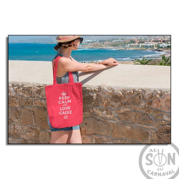 tote bag keep calm and love cadiz rojo