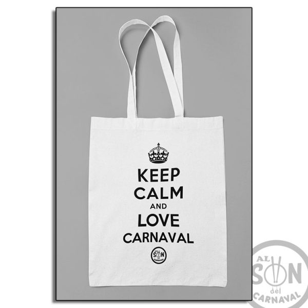 tote bag keep calm and love carnaval blanco