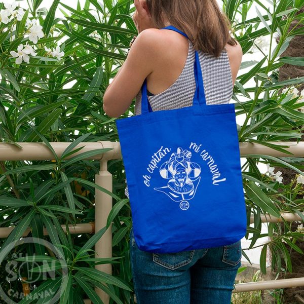 tote bag oh capitan mi carnaval, frae arriba azul