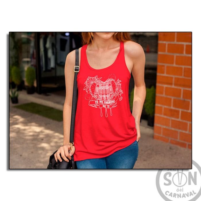 Camiseta Mujer Fashion corazon yo me enamore de ti roja