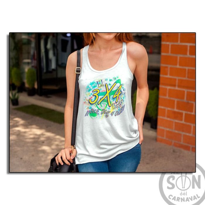 Camiseta Mujer Fashion el 3x4 llego ole ole y ole blanca