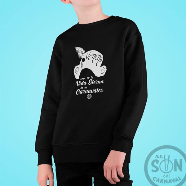 sudadera creo en la vida eterna de los carnavales negra niños