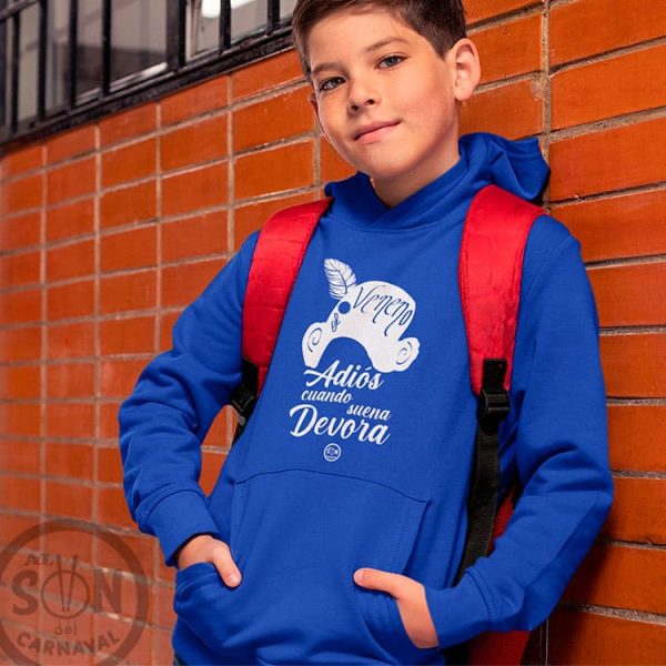 sudadera para niño adios cuando suena devora con gorro azul