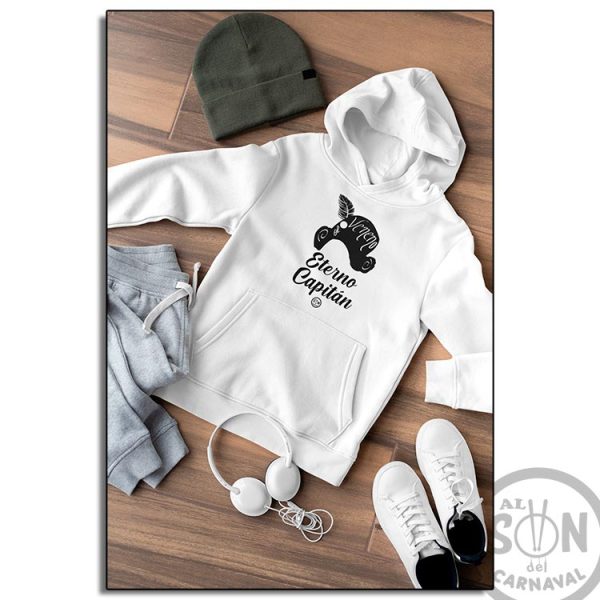 sudadera para niño eterno capitan con gorro blanca