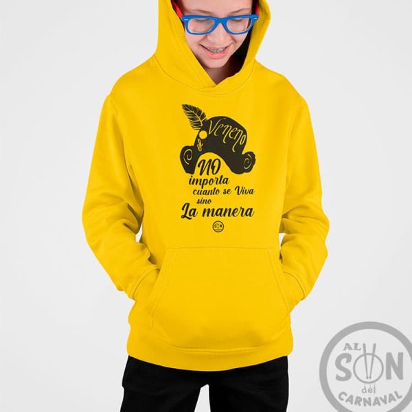 sudadera para niño no importa cuanto se viva sino la manera con gorro amarillo