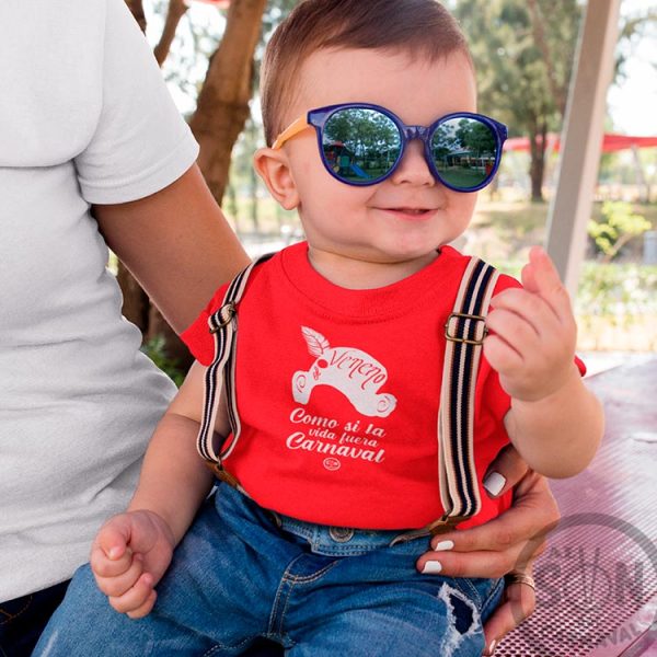 camiseta bebe capitan veneno - como si la vida fuera carnaval roja