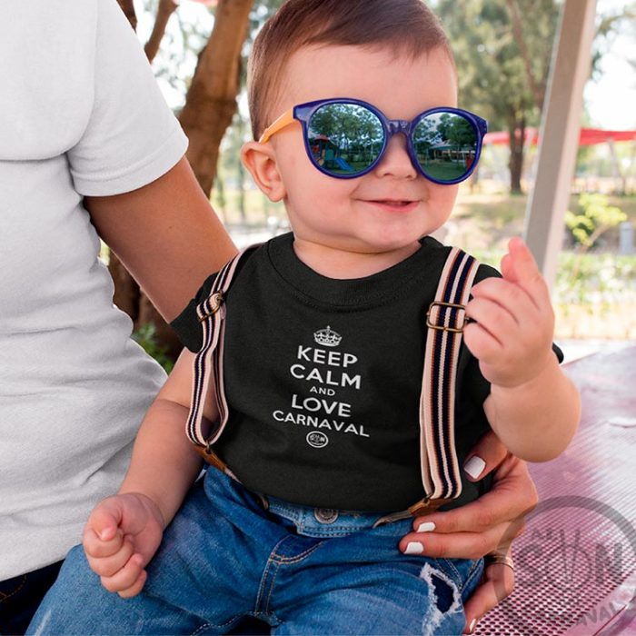 camiseta bebe keep calm and love carnaval negra