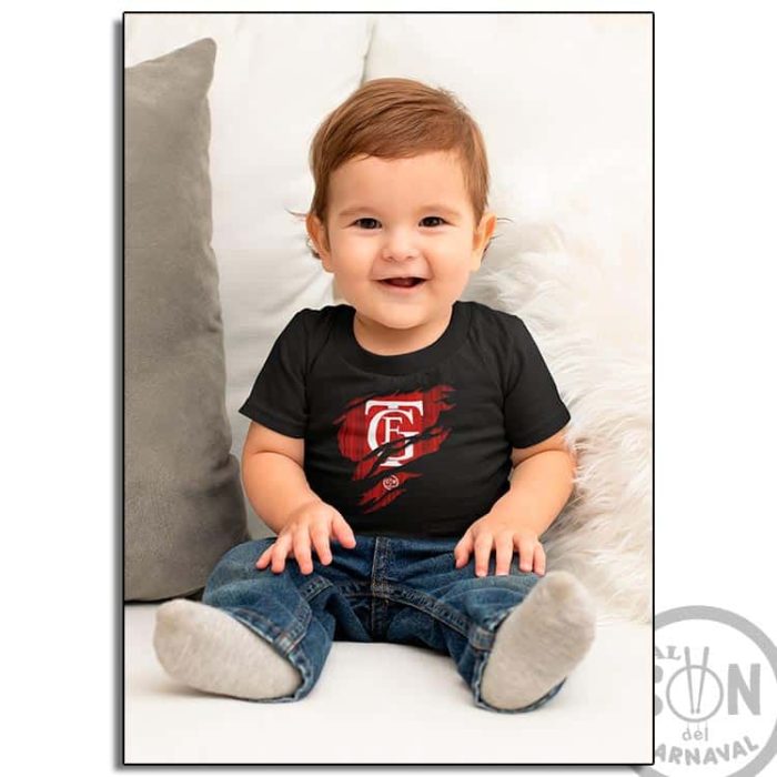 camiseta bebe logo del Falla Arañado - negra