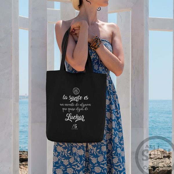 Tote Bag La suerte es un invento negro