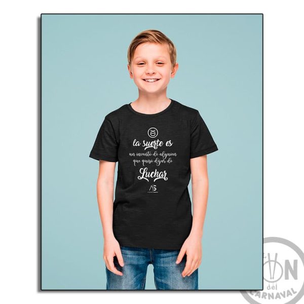 camiseta para niño la suerte es un invento negra