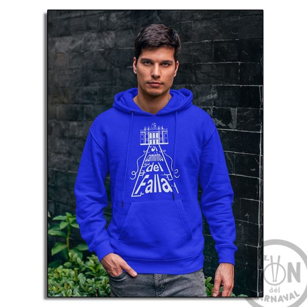 Sudadera Si caminito del Falla con capucha azul