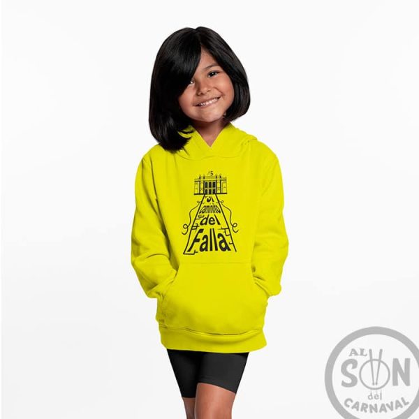 Sudadera para niño Si caminito del falla con capucha amarillo