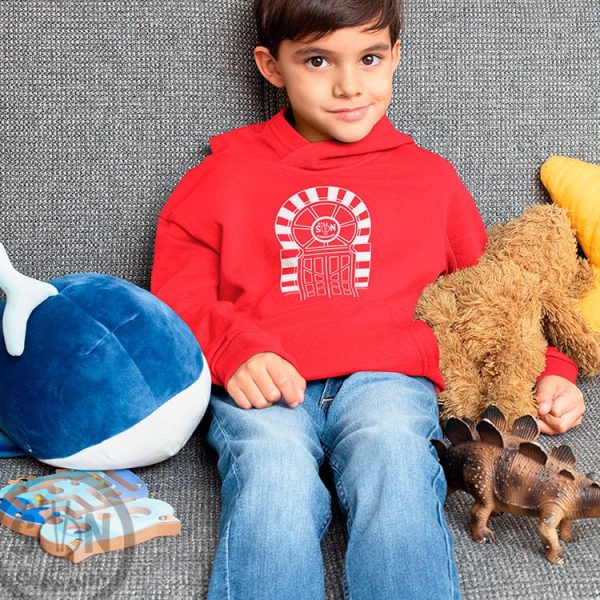 sudadera para niño la puerta del falla con capucha roja