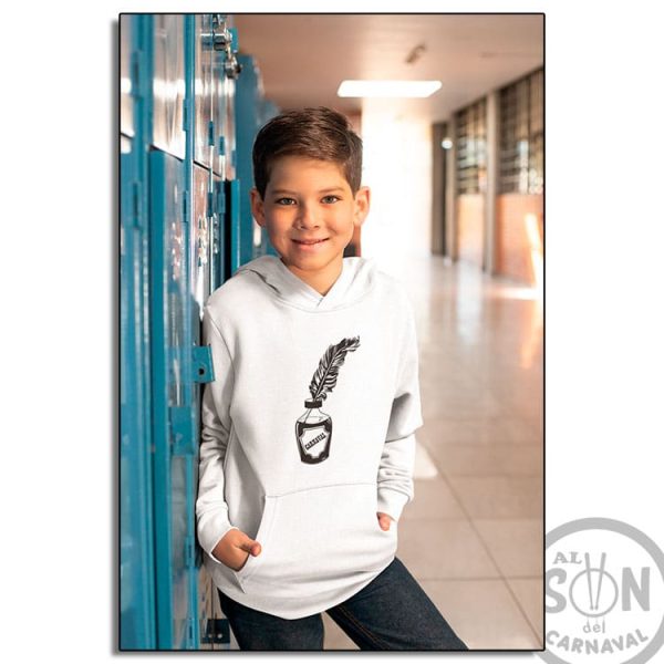 sudadera para niño veneno de carnaval blanco con capucha