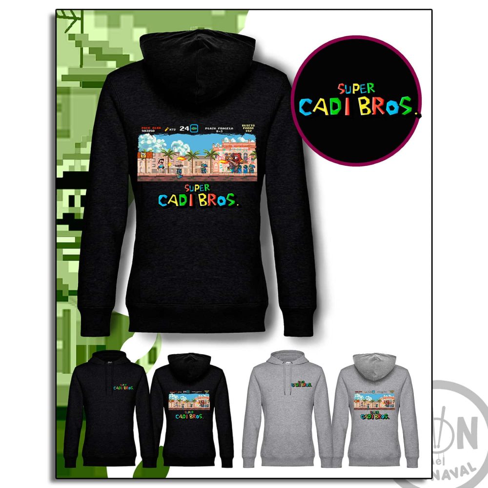 sudadera super cadi bros en el teatro falla