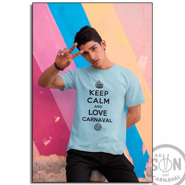 Camiseta Keep calm love and Carnaval celeste