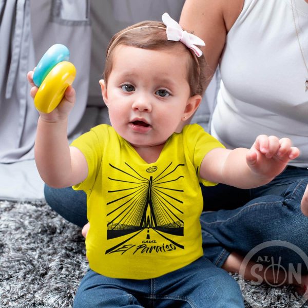 camiseta para bebe cadiz es el paraiso amarilla