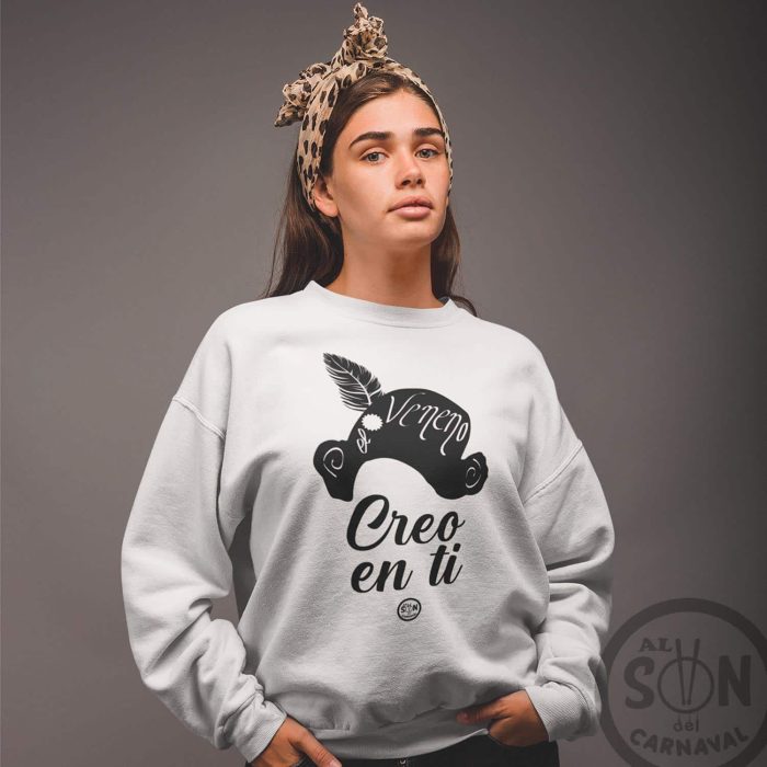 sudadera creo en ti blanca