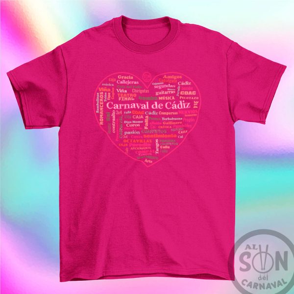 Camiseta Corazón de Carnaval de Cádiz Fucsia