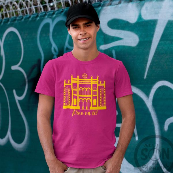 Camiseta Gran Teatro Falla creo en ti amarillo - Fucsia