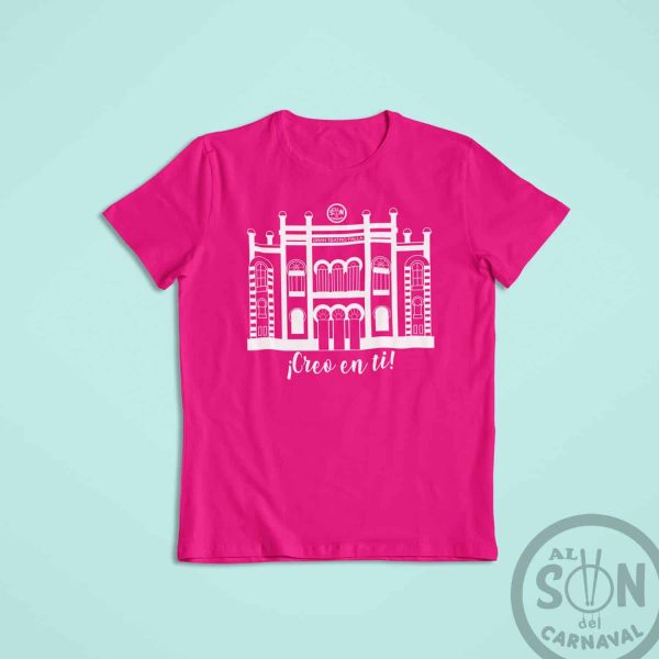 Camiseta Gran Teatro Falla creo en ti blanco - Fucsia