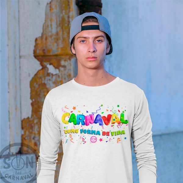 camiseta carnaval como forma de vida manga larga blanca