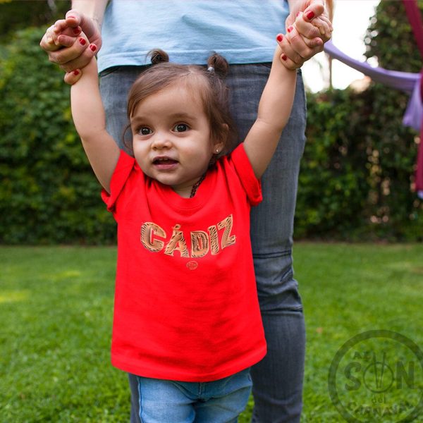 camiseta de bebe arena de cadiz roja