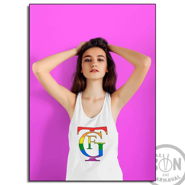 camiseta de tirantes logo del teatro falla lgtbi blanca