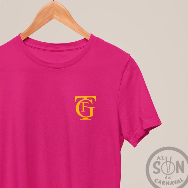 camiseta eleganta logo gran teatro falla amarillo - fucsia