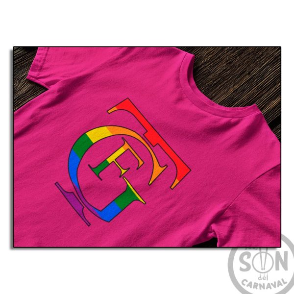 camiseta logo del teatro falla lgtb rosa