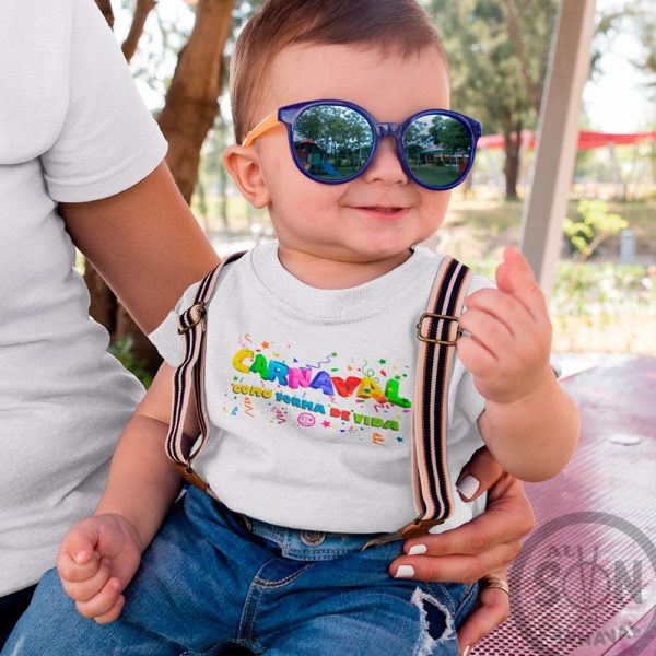 camiseta para bebe carnaval como forma de vida blanca