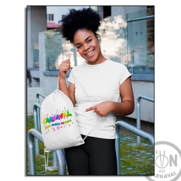 mochila de saco carnaval como forma de vida blanco